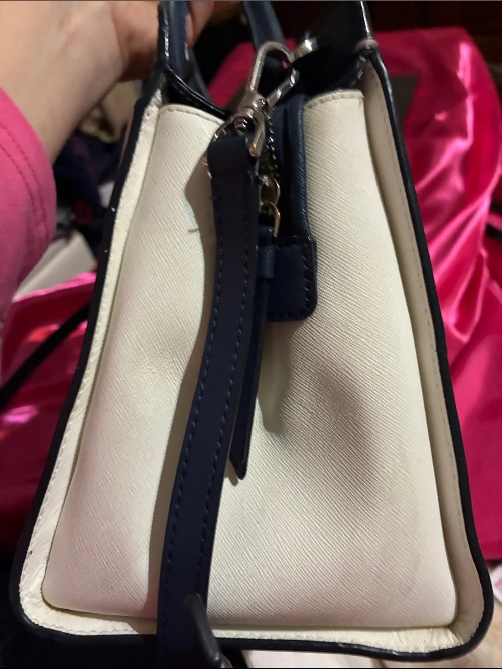 kate spade Pink and Navy Saffiano Leather Satchel/Crossbody